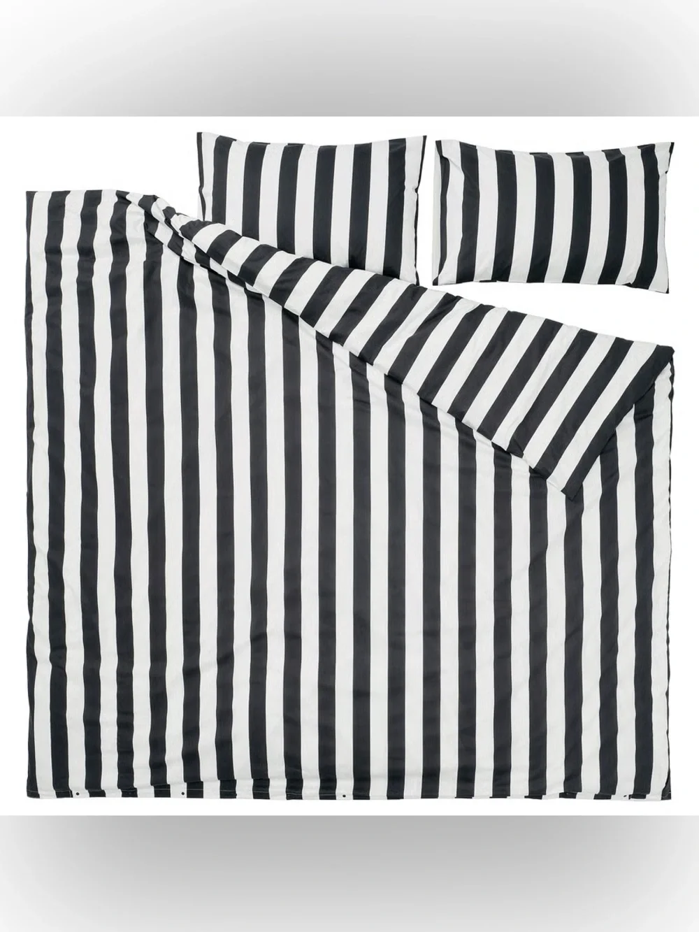 Black and White Striped Duvet Cover Set - Full/Queen